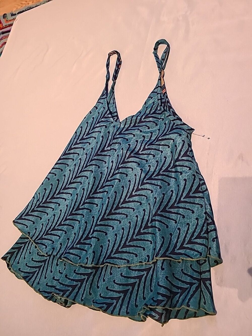 Uzbec Interior Liner Style INDIAN FANCY 100% SILK PRINTED TOP SZ. M - Picture 2 of 8